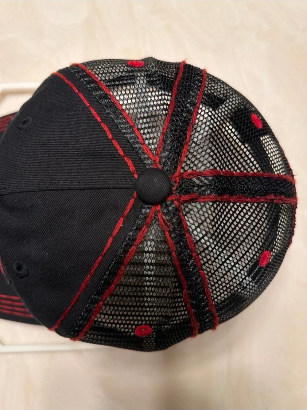 True Religion Black and Red Logo Patch Trucker Hat